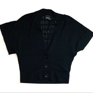 Club Monaco Black Silk Cashmere Pointelle Cardigan